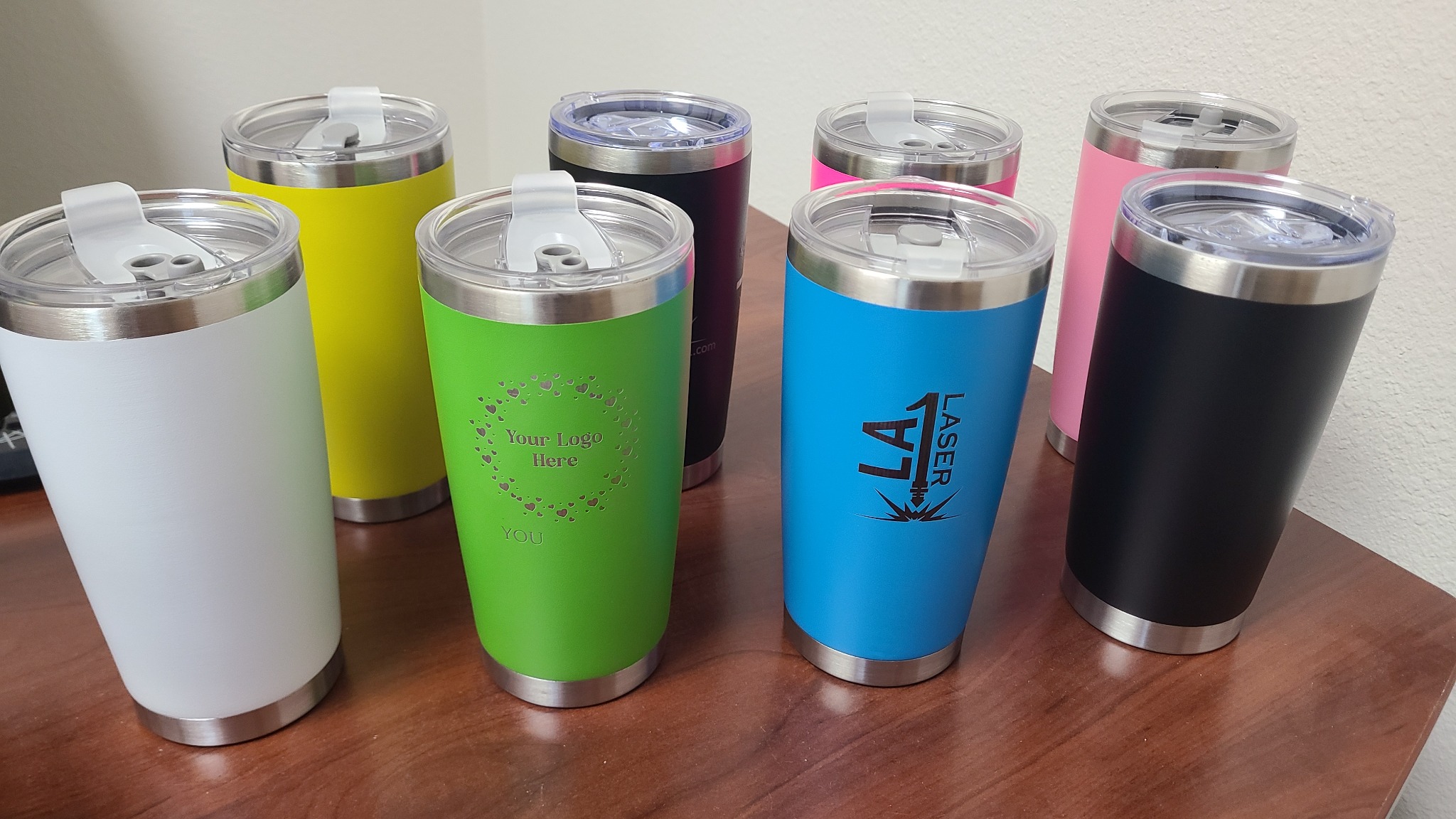 Assorted personalized tumblers by LA LASER 1